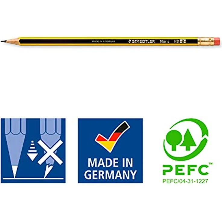 STAEDTLER Noris Bleistifte mit Radiergummi, HB, hohe Bruchfestigkeit, 72er Set im Köcher, Made in Germany – Bild 5