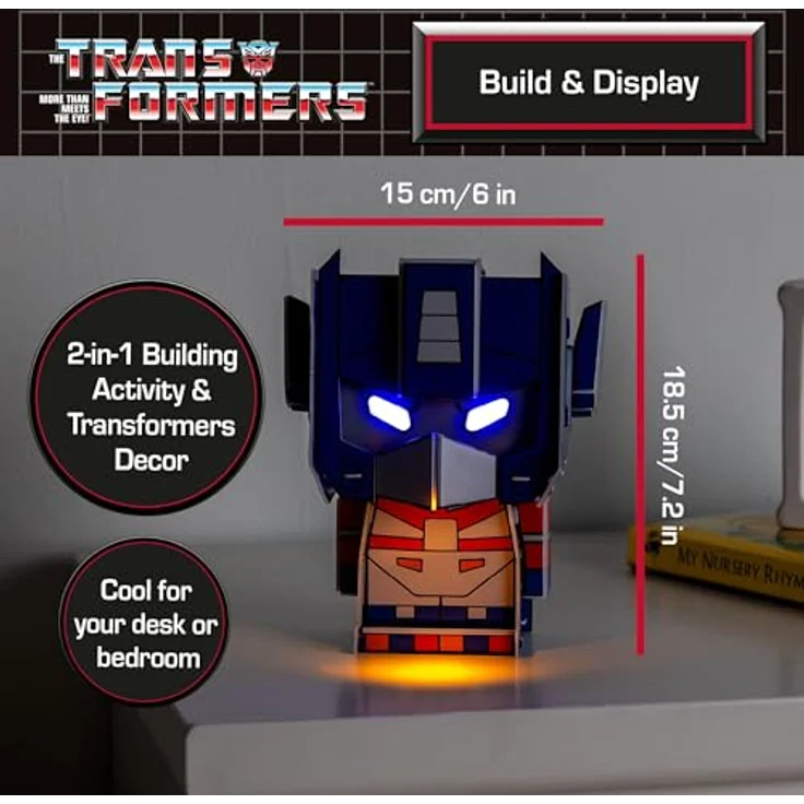 Blue Sky Studios Transformers Build-A-Bot Kit, Optimus Prime Figurenbau-Set mit leuchtenden Augen, 22 Teile, Lizenzprodukt, 19 x 15 cm – Bild 3