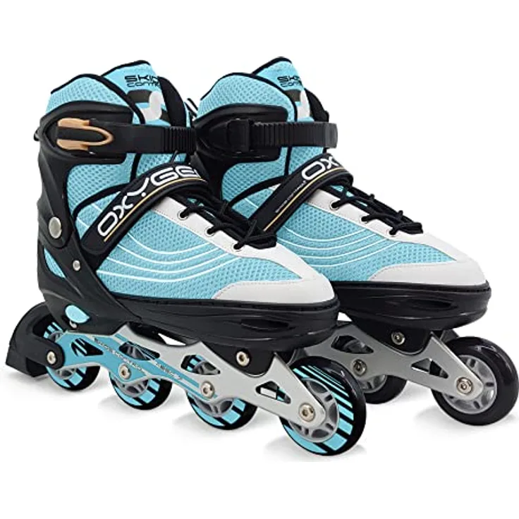 Stamp Unisex-Adult Patins en Ligne Ajustable semi-Soft SKIDS Control Oxygen T. 38-41, Blue-Black, 35-41