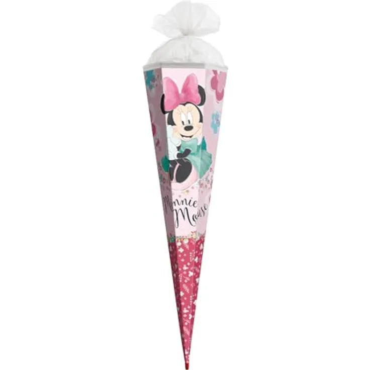 ROTH Schultüte groß Disney Minnie Mouse 85 cm, 6-eckig mit Tüllverschluss, ROT(H)-Spitze - Zuckertüte für den Schulanfang