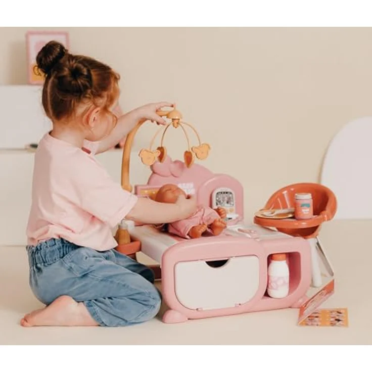 Smoby Baby Nurse Cocoon 3-in-1 Puppenmöbel, Spielset mit Pflege-, Schlaf- & Essbereich, inkl. 20 Zubehörteilen, für Puppen bis 42 cm, ab 3 Jahren – Bild 5