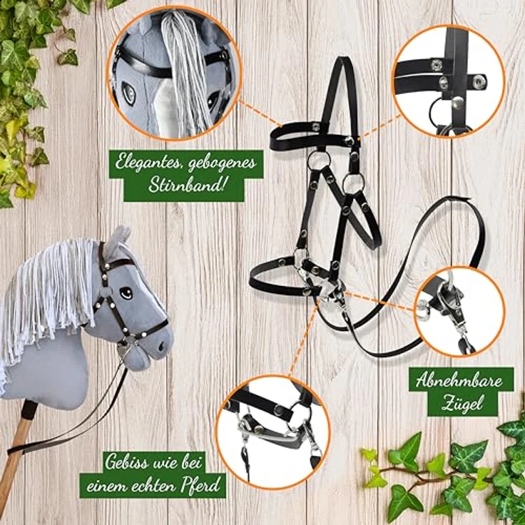 Hobby Horse Land Silver Moon A3, Steckenpferd mit Trense komplett, detailverliebt und robust, geeignet für Kinder ab 5 Jahren – Bild 3