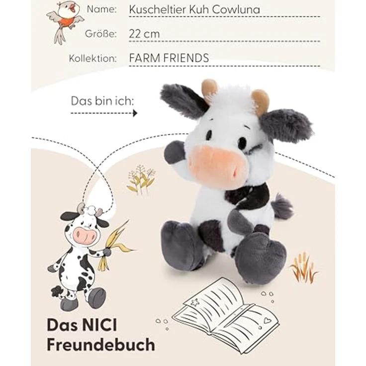NICI Kuscheltier Kuh Cowluna, 22cm weiches Plüschtier in weiß, ideal zum Kuscheln & Spielen, perfektes Geschenk für Kinder & Erwachsene - 62251 – Bild 5