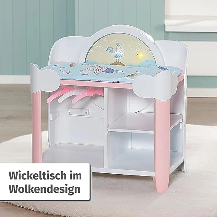 Baby Annabell, Puppen Wickeltisch, Baby Annabell Day&Night Wickeltisch mit drehbaren Rad in Tag- und Nachtmodus, Licht- und Soundfunktionen, Wickelauflage und 3 Kleiderbügeln, 709672, Zapf Creation – Bild 2