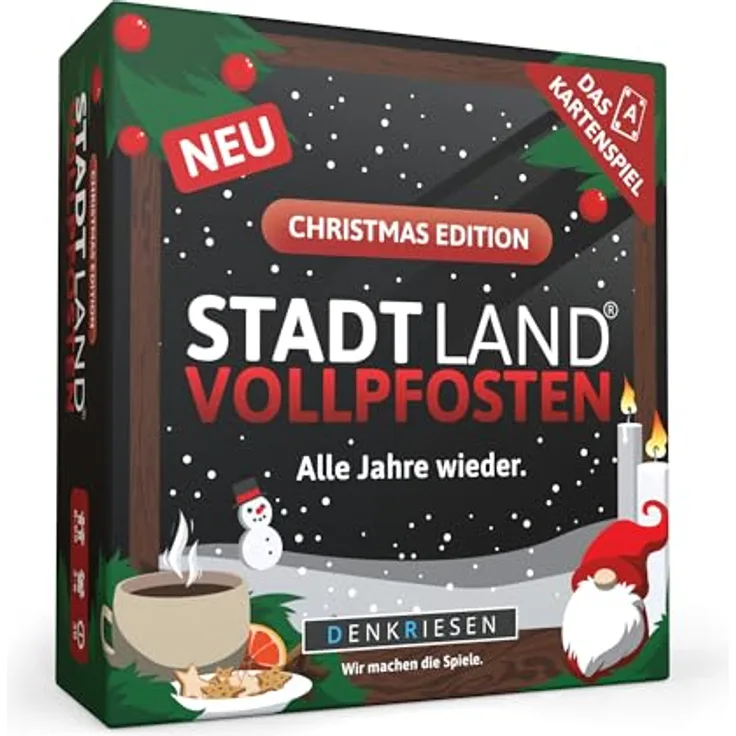 DENKRIESEN - Stadt Land VOLLPFOSTEN® - Das Kartenspiel - Christmas Edition - Alle Jahre Wieder: Kartenspiel mit 120 Spielkarten, 150 verschiedenen Kategorien, 30 Min. Spieldauer, für 3-6 Spieler geeignet, ab 8 Jahren