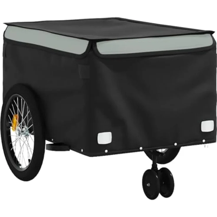 vidaXL Fahrradlastenanhänger Schwarz und Grau 45 kg Eisen - Robuster Fahrradanhänger für schwere Lasten – Bild 4