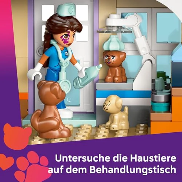 LEGO Friends Tierarztpraxis für Pferde und Haustiere, BAU- und Spielset mit 3 Minifiguren und 5 Tierfiguren, Geschenkidee für Mädchen ab 7 Jahren – Bild 3