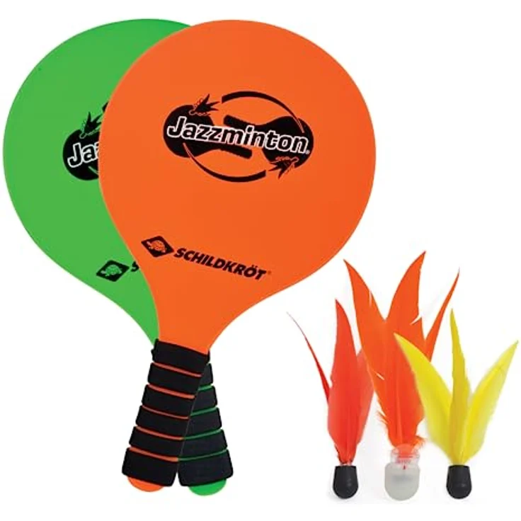 Schildkröt® Jazzminton Set, 2 Schläger, 3 Birdies, LED Ball für das Spiel bei Nacht, Beachball Set, großer Spaß für Jedermann und überall – Bild 1