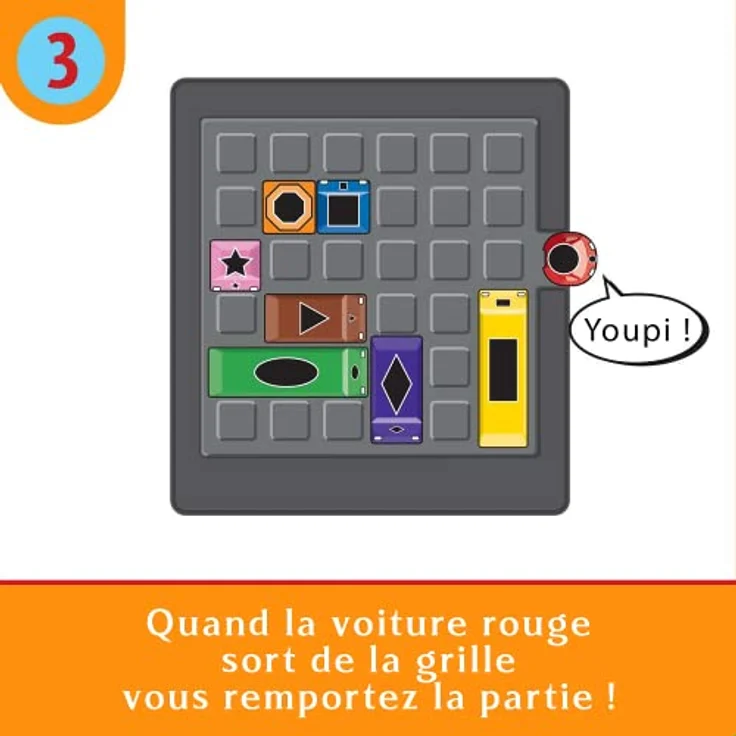 ThinkFun My First Rush Hour, Brettspiel für Kinder ab 3 Jahren mit 15 Herausforderungskarten und Lösungen, fördert logisches Denken und Farbidentifikation – Bild 5