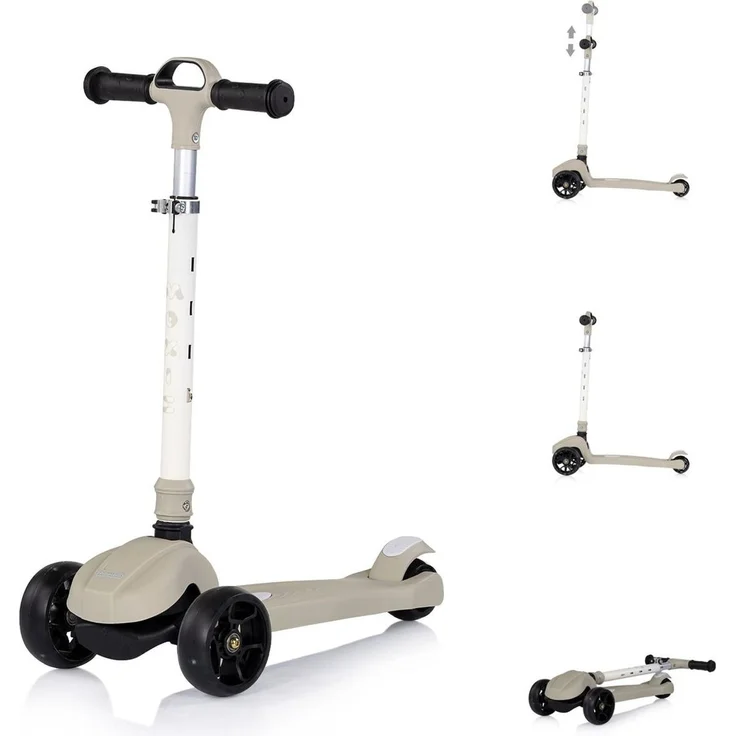 Chipolino Kinderroller Moxie, klappbar mit Musik und Licht, 3-Räder, Bremse, grau