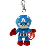 TY Deutschland GmbH Ty 34004 Captain America Key Clip, Soft Plüsch, ca. 12 cm lang