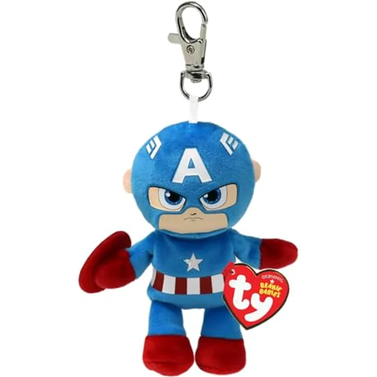 TY Deutschland GmbH Ty 34004 Captain America Key Clip, Soft Plüsch, ca. 12 cm lang