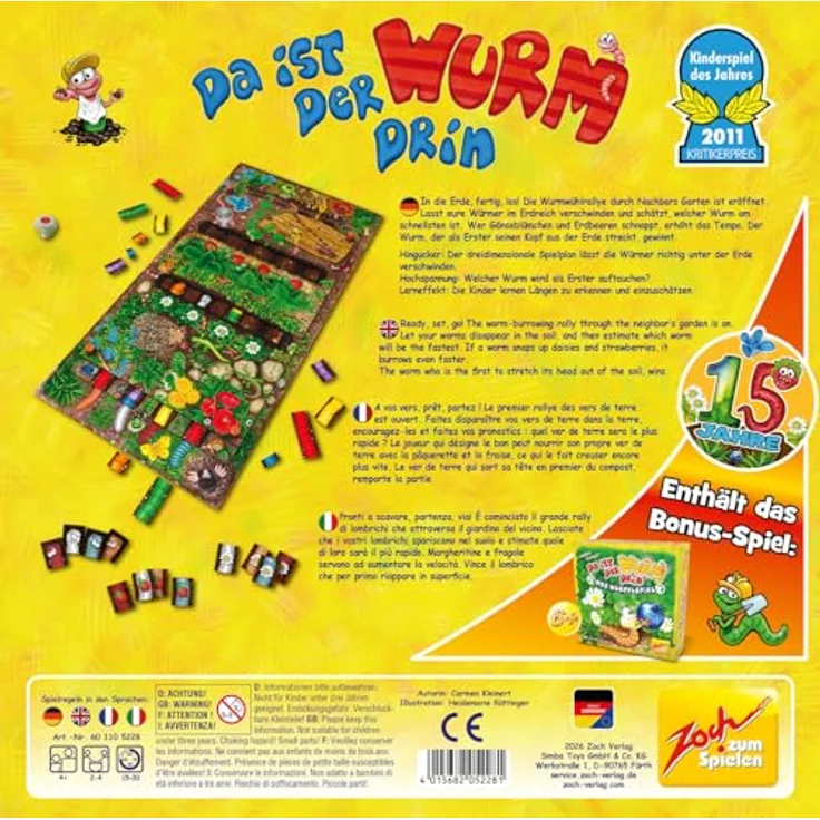 Zoch Da ist der Wurm drin (Jubiläumsedition) mit extra Würfelspiel, Kinderspiel des Jahres 2011 für 2-4 Spieler, empfohlen ab 4 Jahren – Bild 3
