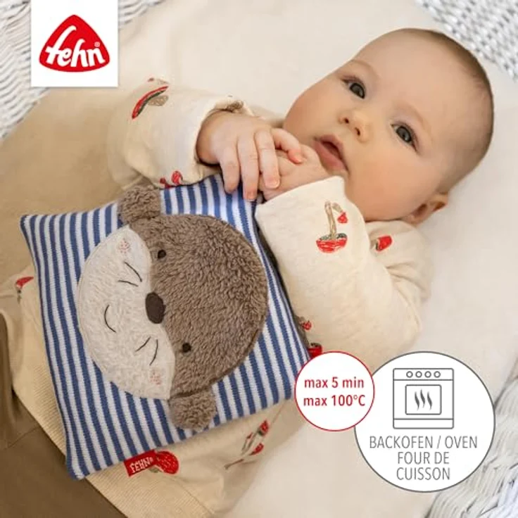 Fehn Kirschkernkissen Otter Theo, Kuschelkissen mit entnehmbarem Wärme-/Kältesäckchen, ideal für Babys ab 0+ Monaten, waschbar bei 30°C – Bild 3