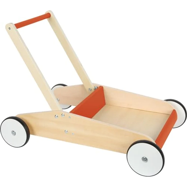 Small Foot Lauflernwagen Kupferrot, robuster Schiebewagen aus Holz, mit großer Ladefläche, ab 12 Monaten – Bild 1