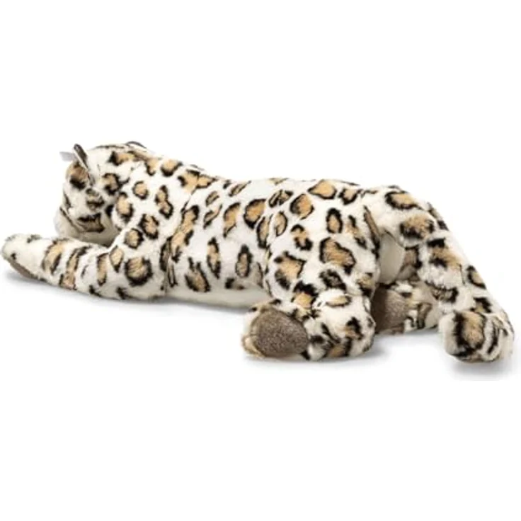 Steiff Schneeleopard Parddy, liegend, 55 cm, geflecktes cremefarbenes Fell, jaquardgewirkter Plüsch, lebensechte Augen – Bild 3
