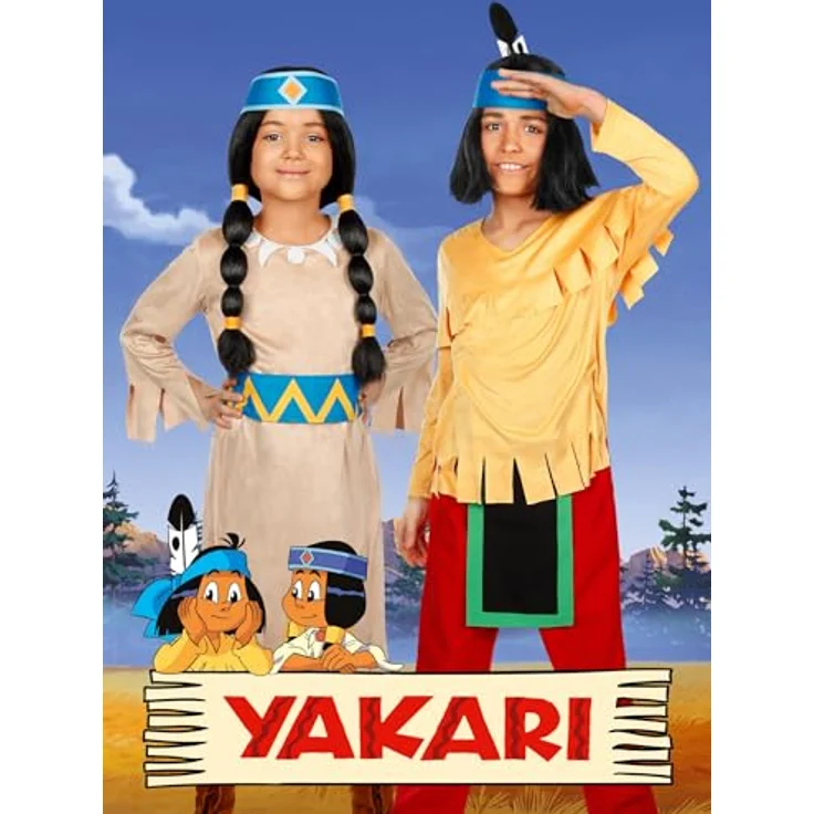 Maskworld Yakari Kinderperücke, schwarze Regenbogenperücke mit Zöpfen, lizenziertes Kostümzubehör aus Zeichentrickserie – Bild 4