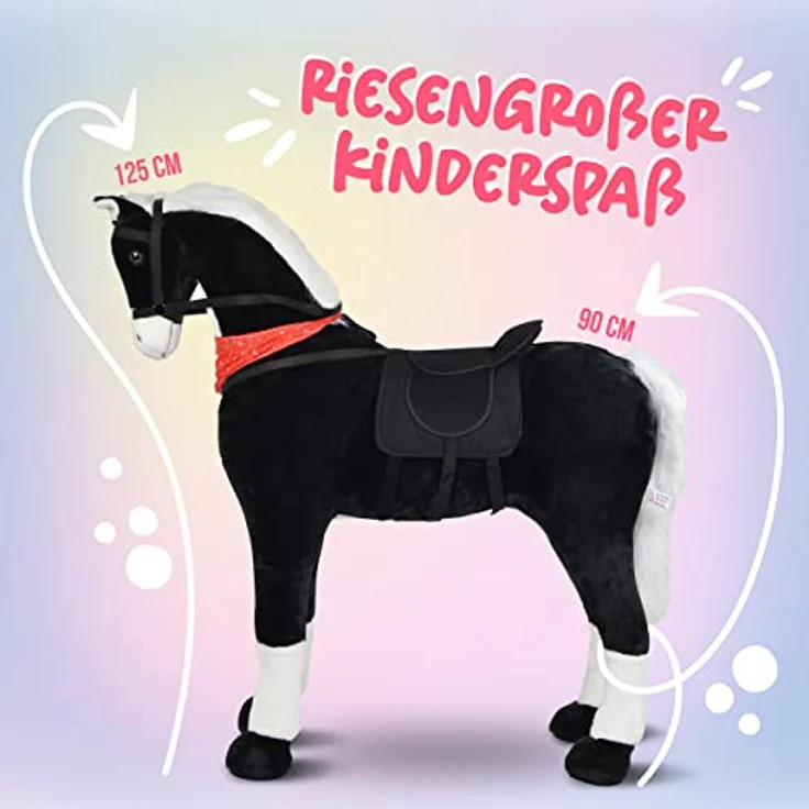 Pink Papaya Giant XXL Kinder Spielpferd zum Reiten Amadeus 125 cm | Plüschpferd | Fast lebensgroßes Pferd zum Reiten für Kinder | Stehpferd bis 100kg belastbar mit Sounds - Preisvergleich – Bild 5