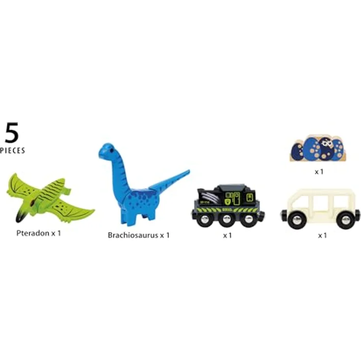 BRIO® Dinosaurier Batteriezug, 5-tlg. Spielzeug-Eisenbahn Set mit beweglichen Dinosaurierfiguren und Frontscheinwerfern, FSC® zertifiziert – Bild 2