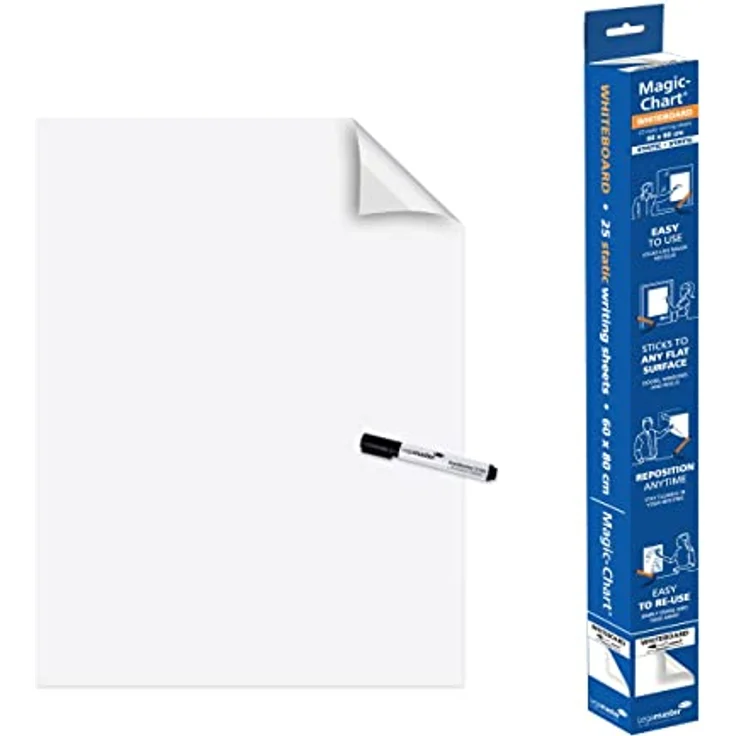 LEGAMASTER Magic-Chart Whiteboard-Folie, 600 mm x 800 mm, selbstklebend und abwischbar, weiß – Bild 2