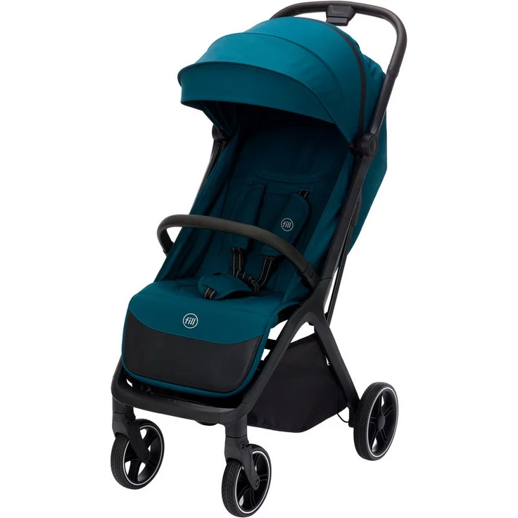 Fillikid Kinder-Buggy Cooper, Ultraleichtes Aluminium-Gestell, Autofold-Mechanismus, türkis-schwarz