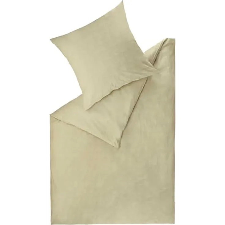 Esprit Home NEU! Premium Bettwäsche 155 x 220 cm Baumwolle 2teilig - Beige - inkl. einem Kopfkissenbezug 80x80cm, Sportlicher UNI Look und ESPRIT Logostickerei