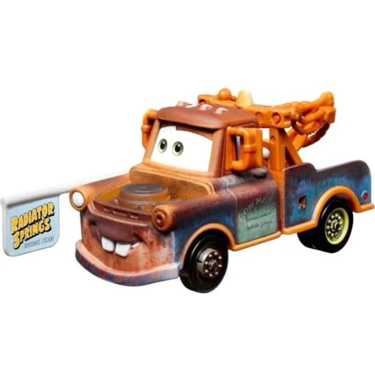 Disney Cars Spielzeug-Rennwagen Hook mit Fahne, Maßstab 1:55, Druckguss-Metall, geeignet ab 3 Jahren