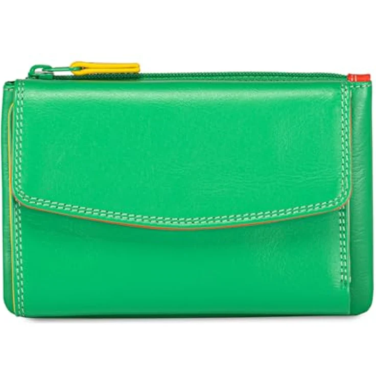 Mywalit Geldbörse RFID Schutz, Leder 14 cm x 9 cm x 3 cm, grün – Bild 1