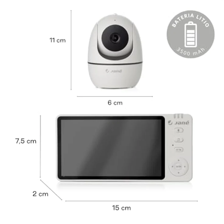 Jané Eye Pro Baby-Monitor, Babyphone mit rotierender Kamera, 5 Zoll Farbdisplay, motorisierte Neigungsverstellung, weiß – Bild 8