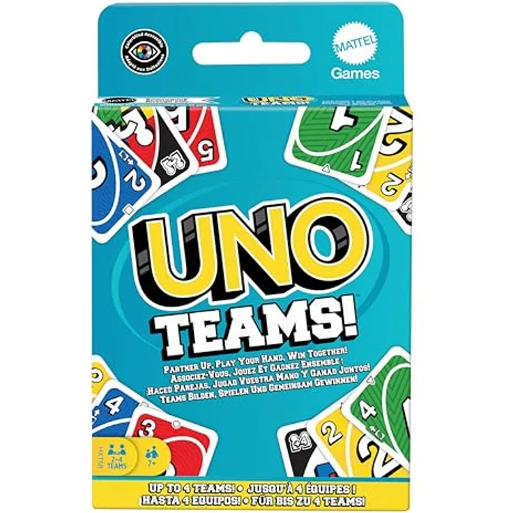MATTEL GAMES UNO TEAMS Kartenspiel, Mehrfarbig, kooperatives Spiel für 2er Teams mit Sonderkarten und speziellen Regeln