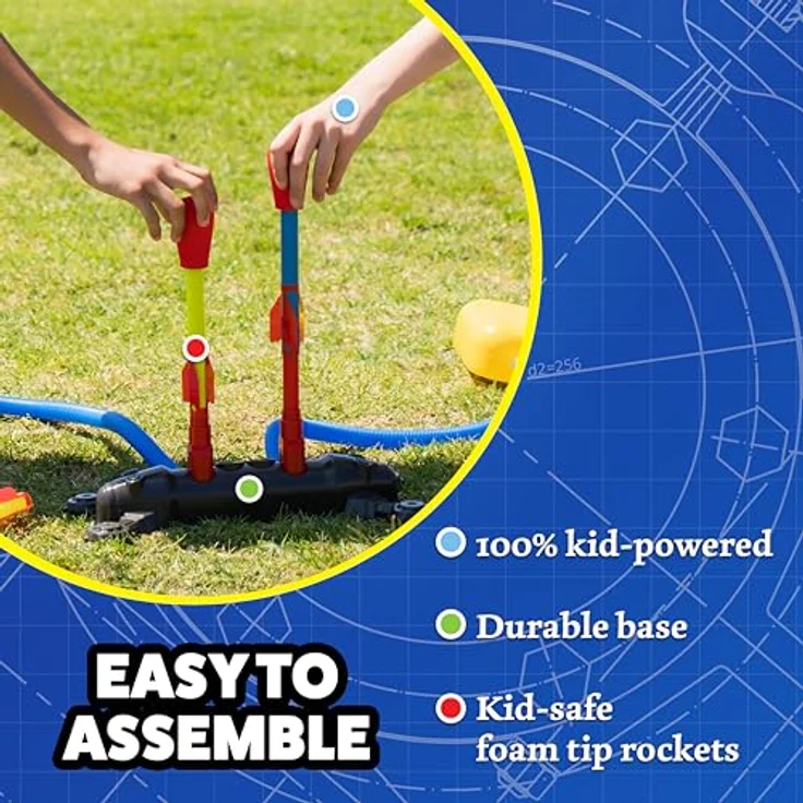 Stomp Rocket Original Dueling Rockets, 4 Raketen und Spielzeug Startrampe – Outdoor Raketenspielzeug Geschenk für Jungen und Mädchen ab 5 Jahren – Outdoor-Spiele mit Freunden im Garten & Parks – Bild 6