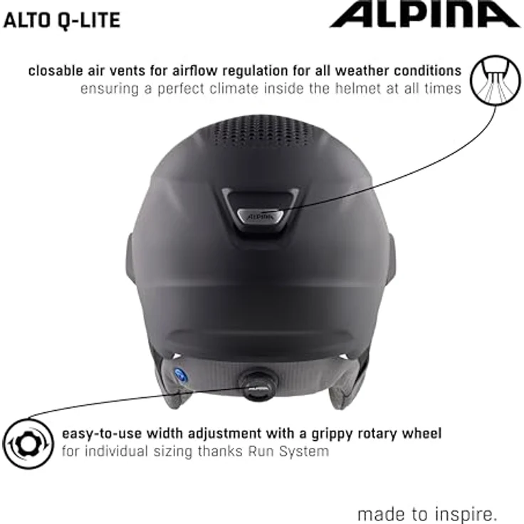 ALPINA ALTO Q-LITE - Sicherer, Stoßabsorbierender & Individuell Anpassbarer Skihelm Mit Kontrastverstärkendem Visier Für Erwachsene, charcoal-rose matt, 51-55 cm – Bild 5