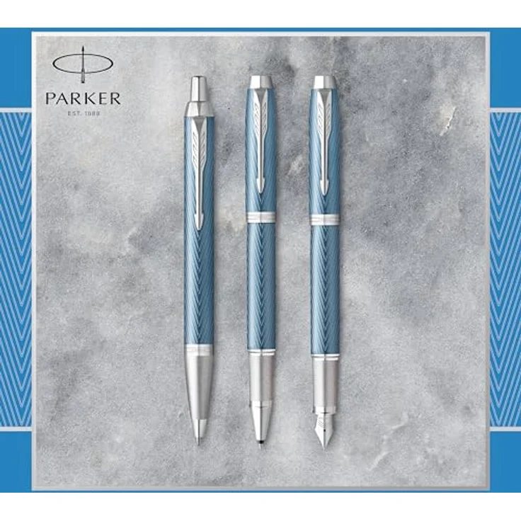 Parker IM Premium Füllfederhalter, eleganter Schreibstift mit blau-grauem, metallic lackierten Gehäuse und Edelstahlfeder – Bild 7