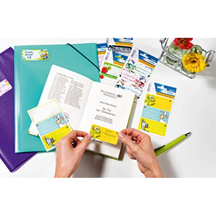 HERMA Schuletiketten 5593, selbstklebende Blume Etiketten, 9 Stück, mehrfarbig, rechteckig – Bild 6