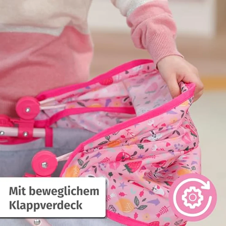 BABY Born Deluxe Puppenwagen, Puppenwagen mit Verstellbarer Liege-Fläche und Griff, blau - Preisvergleich – Bild 4