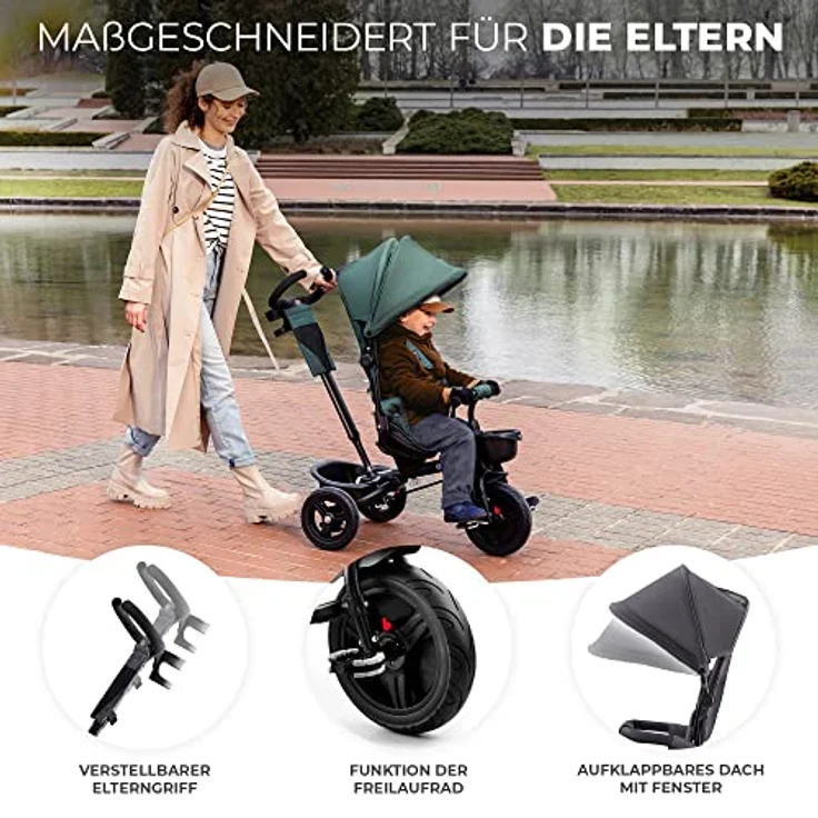 Kinderkraft AVEO, klappbares Dreirad mit verstellbaren Gurten und Sicherheitsbügel, blau – Bild 4