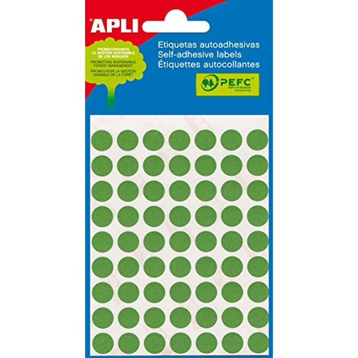 APLI 2054, Grüne Etiketten (Ø 10 mm) in Profiqualität, 5 Blatt, einfache Handhabung – Bild 1