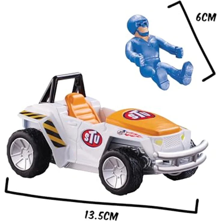 BANDAI Stuntman STU Crash-Buggy mit Rückziehauto und Stuntman-Figur, Spielzeug ab 4 Jahren - robust und stoßfest, fördert Koordination und Fantasie – Bild 4
