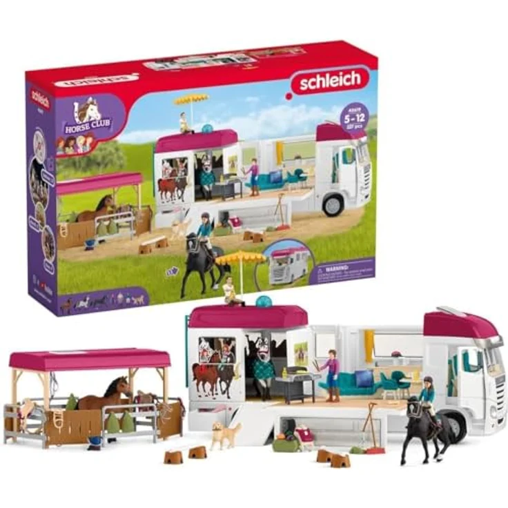 Schleich Pferdetransporter NEU - Horse Club (42619) mit integrierter Pflegestation, Grillplatz und Dachpool – Bild 1