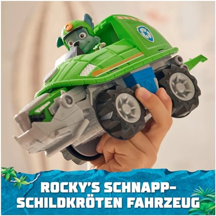 Spin Master Paw Patrol Jungle Pups, Spielzeug-Auto Rocky mit Schildkröten-Maul und stacheligem Schwanz, grün – Bild 2