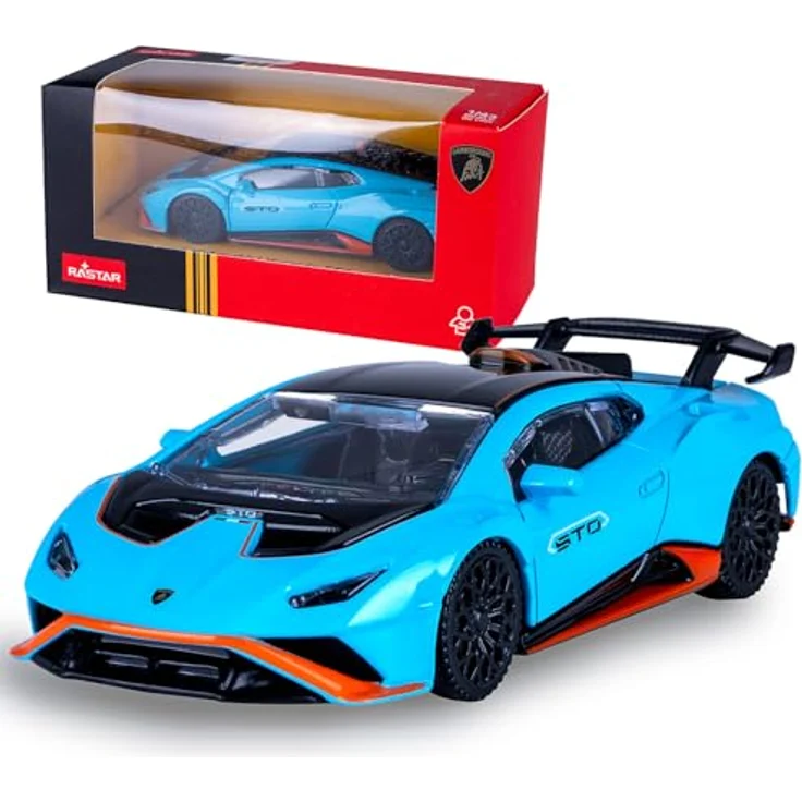JAMARA 402230 Lamborghini Huracán STO Diecast 1:43, Modellauto mit originalgetreuer Lackierung und öffnenden Türen – Bild 1