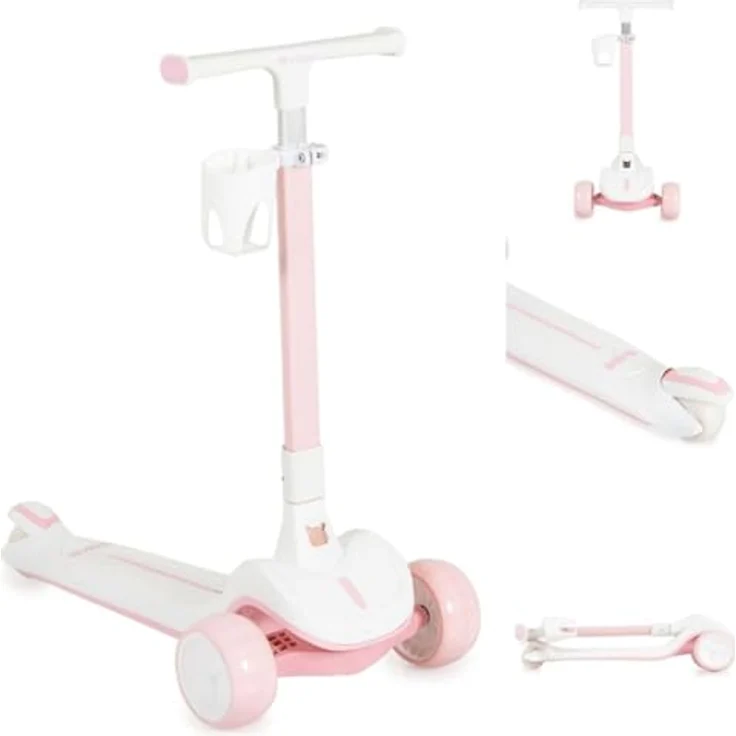Byox Aero Kinderroller, klappbar mit Getränkehalter, höhenverstellbarer Lenker und Hinterradbremse – Bild 1