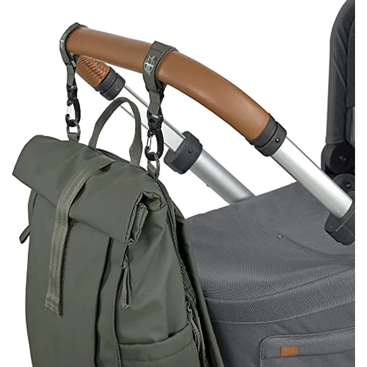 LÄSSIG Baby Wickelrucksack Wickeltasche Rucksack mit Wickelunterlage, Kinderwagenbefestigung, Flaschenhalter nachhaltig produziert/GRE Rolltop Up Backpack olive – Bild 5