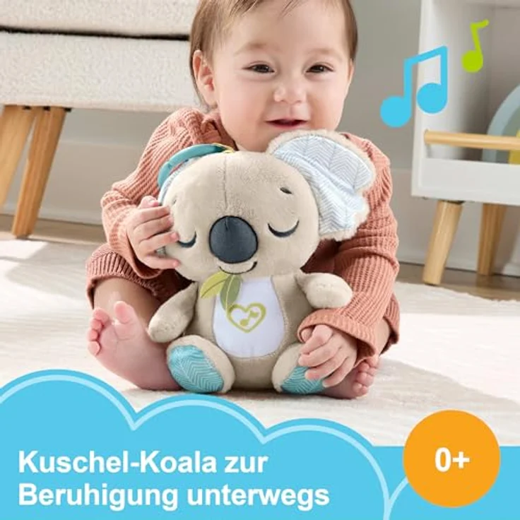 Fisher-Price Koala-Spieluhr, Plüsch-Spielzeug mit weißem Rauschen und Musik für Neugeborene, 20 Minuten Wiedergabezeit, zur Befestigung am Kinderwagen, JBD65 – Bild 4