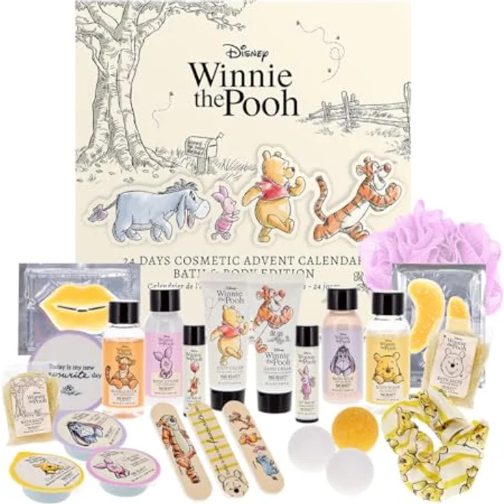 ACCENTRA Adventskalender WINNIE THE POOH, 24 Pflegeprodukte in aufklappbarer Box für Kinder, Vorfreude auf Weihnachten