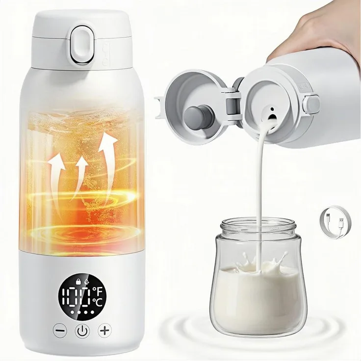 Tekoo Babyflaschenwärmer, kabellos, 500ml, 100W, 10400mAh Akku, Schnellheizung in 3 Min, 316L Edelstahl