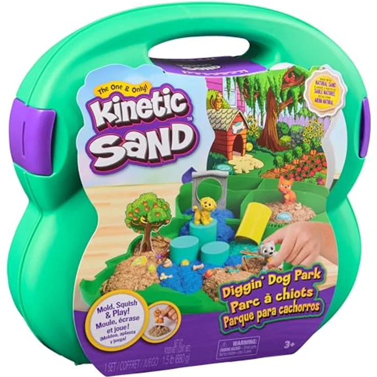 Spin Master Kreativset Kinetic Sand Hunde Park Koffer 680 g, mit 3 interaktiven Hunden und gestaltbarem Park – Bild 9