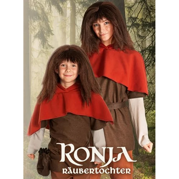 Metamorph Ronja Räubertochter Kostüm, fünfteilig mit Tunika, Hose, Hemd, Gugel und Gürtel mit Beutel, Größen 40, 42, M – Bild 6