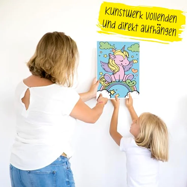 Online Pen Malen nach Zahlen Leinwand-Malen für Kinder (mit Farbtöpfchen & Pinsel), Einhorn Motiv, 19x29 cm, von Online Pen – Bild 6