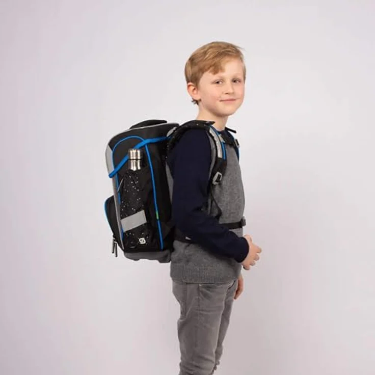 Schneiders Vienna Ergolite Space Quest, ergonomischer Schulranzen aus 100% recycelten PET-Flaschen, 22 Liter Volumen, inklusive LED-Leuchtstäbe und 9-teiligem Set – Bild 7